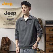 JEEP 2025 Autumn Men's Polo Collar Sweatshirt L pilka