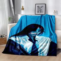 Fashion Billie Eilish Singer Star Flannel Blanket Soft Warm Throw Blanket for Bedroom Living Room Bed Travel Camping Picnic Gift Size: 75*100cm, Weight: 230 GSM black