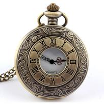 Quartz Pendant Vintage Pocket Watch Necklace Chain Retro Hanging Watch Bronze Chain Clock  Cosplay Silver white