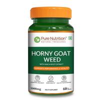 Pure Nutrition Horny Goat Weed with Maca Root Extract 1000mg | Horny Goat Weed for Men Capsule Supports Energy, Stamina, Bone & Hormonal Health