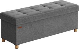 SONGMICS sandėliavimo pufas, sulankstomas pufas, kojų atrama, 38 x 110 x 40 cm, kampinis su sandėliavimo vieta, atlaiko iki 300 kg, svetainei, miegamajam, prieškambariui skalūno pilka spalva