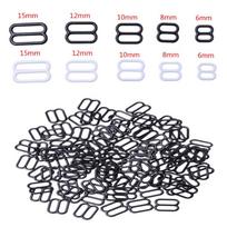100 vnt. Metalinis apatinis trikotažas Reguliuojami siuvimo liemenėlės slankikliai Žiedai Sagtys PASIDARYK PATS 6 mm-15 mm Siuntimas tiesiai (black,6mm) juoda
