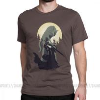 Knight Artorias And Sif Dark Souls T-Shirt Men 100% Cotton T Shirt Praise The Sun Bloodborne Game Short Sleeve Tee Plus Size S black
