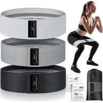 3-Gear Resistance Exercise Bands for Hip and Leg Shaping - Thicker Version for Sculpting Peach Buttocks pilka spalva/balta