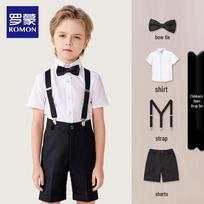 Boys' Summer Formal Suspender Shorts Set 170
