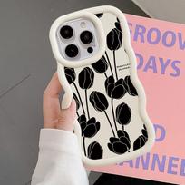 Case for iPhone 12 14 13 11 16 Pro Max 15 Plus 17 Air XR 8 Soft Phone Cover Plant Flower iPhone 15 Pro black