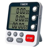 Digital Dual Kitchen Timer 3 Channel Count Up Down Large Display Loud Alarm Cooking Baking Laboratory