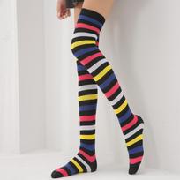 Party Thigh High Stockings Non Slip Striped Socks New Long Knit Socks 02 gray