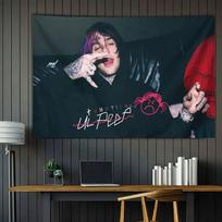 Lil Peep Poster Tapestry Emo Rap Wall Art for Bedroom Living Room Decoration Gothic Music Inspired Design 100X70CM black