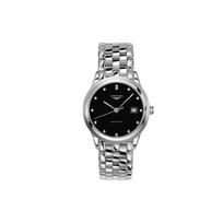 Longines Flagship Series Automatic Mechanical Movement Diamond Hour Markers Date Display Waterproof Watch Women watches Black Steel L4.374.4.57.6 Silver Watch Case black