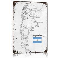Ranka pieštas Argentinos žemėlapis Metalinis plakatas Skardinė lentelė Sienų dekoras Pritaikomi metaliniai ženklai Namų dekoravimui Žaidimų kambario dekoravimui Dekoras 30x40cm(11.8x15.7inch)