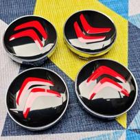 4 vnt. Citroën centriniai dangteliai 60 mm - Suderinami su C4/C4L/C2/C6/C-Elysée/C5 X/C5/C5 Aircross ratlankių logotipais LE5 (Red,60mm) raudona