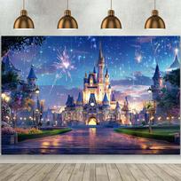 Daugiafunkcinis pilies nakties fejerverkų fono audinys - poliesteris, tinkamas gimtadienio šventėms ir fotosesijoms 59x51.1inch/150*130cm gray