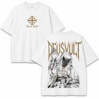 Deus Vult Graphic T-Shirt, Medieval Gothic Oversized Tee, Vintage Crusader Inspired Shirt, Unisex Streetwear, Unique Gift for History Fans 140 white