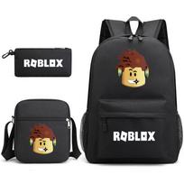 Roblox-Themed School Backpack Set Teens Dual-Shoulder Bag Sling Pencil Case Canvas Lightweight Breathable Size 1 black
