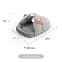 Warm Little Monster Pet Sofa In Winter Funny Mongolian Yurt Cat Nest Comfortable Semi-closed Slipper Nest gray