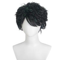 Novel four color men short curly rain silk wig synthetic dress up wigs for women and men cosplay costume party gifts oranžinė