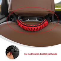 Adjustable Car Rear Seat Armrest: Paracord Woven Grab Handle Black black