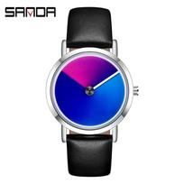 Sanda paaugliškas madingas šaunus gradiento minimalistinio ciferblato laikrodis black