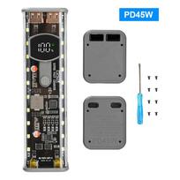 PD65W PD45W Battery Storage Box 8-Cell 18650 Battery DIY Power Bank Case Kit USB Type C Fast Charging Battery Holder Housing black