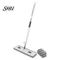 Stainless Steel Mop Set 1 with 6 Microfiber Pads 360 Degree Rotation Large Flat Head Long Handle Wet And Dry Use Drainage Scraper Multi-Purpose Floor balta