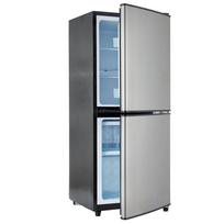 106L Energy-Saving Mini Fridge, 60L Fridge + 46L Freezer, 7 Temperature Settings, Silver Door + Black Body, LED Lighting, 166 kWh/Year, 45 dB 42.5 x 44.5 x 102 cm