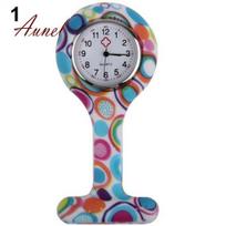 Modish Silicone Nurses Brooch Tunic Fob Pocket Watch Stainless Dial one size gray