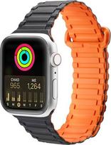 Dirželis (Armor Version) Apple Watch SE dirželis, 9, 8, 7, 6, 5, 4, 3, 2, 1 (41, 40, 38 mm) silikoninės magnetinės juostos apyrankė juoda/oranžinė