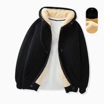 Autumn and Winter Fleece Warm Men's Hooded Cardigan Men's Casual Versatile Solid Color Anti Cold Men's Sweatshirt Jacket XS juoda