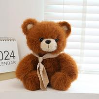 Tie Barcelona bear plush toy claw doll machine confession doll children sleeping throw pillow give girlfriend brown bear gift 25cm【0.22kg】 ruda