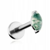 Titano labret auskaras su samaniniu agatu - sidabrinis helix conch 1,2/8