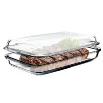KADAX 3L+3L stiklinis stačiakampis orkaitės kepimo indas 39x23cm