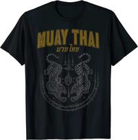 Vintage Twin Tiger Sak Yant Muay Thai T-Shirt XXL black