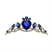 Bride Wedding Tiaras and Crowns hinestone Princess Diadem Birthday Party Hair Jewelry for Women Girls Crystal Headbands Gift blue
