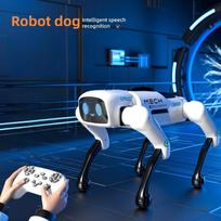 AI Intelligent Robot Dog Single Battery, Voice Command APP Programming RC Toy With LED Light Sing Dance Story Tell Kids Educational Gift single battery version blue
