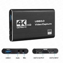 MZX Video Capture Card Box 4K HDMI-Compatible 60Hz 30Hz USB 3.0 1080P 60fps 30fps Live Recorder Grabber Capturer Game Audio Mic Black Color VC01