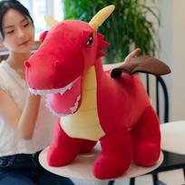 Kūrybinga dinozauro lėlė pliušinis žaislas Tyrannosaurus rex pterozauras ugnimi kvėpuojantis drakono lėlė vaikų gimtadienio dovana 60cm（0.35kg） raudona