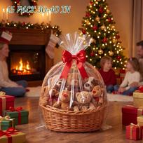 15 vnt. dideli celofano maišeliai 30x40 colių celofano plėvelė skaidrūs dovanų maišeliai dovanų krepšeliams 15 black