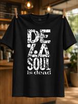 De La Soul Is Dead Distressed Stacked Lettering With Minimalist Hip Hop Phrase And Retro Dark Unisex All Tshirt S white