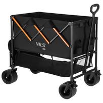 NC2607 XXL NILS CAMP Sulankstomas kelioninis vežimėlis 160 L – Juodas ir Oranžinis