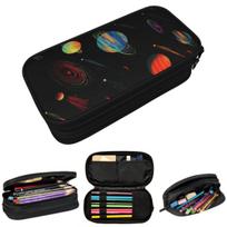 Solar System Pencil Case for Kids School Pen Box Pencil Bag Stationery Supplies Pen Holder Bag 21x10.5x5cm black