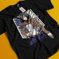 Attack On Titan Marškinėliai Mikasa T-shirt Levi AOT Eren Anime Manga Grafiniai Unisex M gray