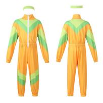 Retro Disco Vaikų Geltonai Žalias Šokio Kostiumas - Vienos Dalies Sportinis Kostiumas Small orange