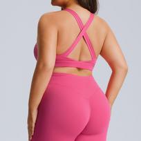High-Impact Shockproof Sports Bra - Plus Size Elastic Yoga Vest M rožinė raudona spalva