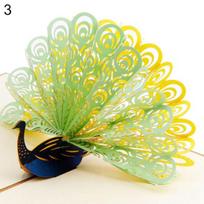 Peacock 3D Pop Up Greeting Card Christmas Gift Birthday Anniversary Postcard beige
