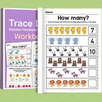 Interactive Preschool Math Workbook: Includes Number Tracing Addition & Subtraction Practice Pages - Early Education Activities and pink