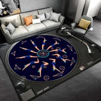 DJ patefonas Muzikinė įranga Raštas Spausdintas Flanelinis Kilimas Muzikinis Dizainas Minkštas Patogus Grindų Kilimėlis Svetainei 60x90cm gray