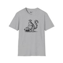 Football Lemur/ Engraving-Style T-Shirt/ Unisex Softstyle T-Shirt XL gray