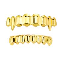 Unisex Hip Hop Teeth Grillz Top Bottom Set 8/8 Anti Slip Fangs Glossy Teeth Silver Eco-friendly Copper Teeth Jewelry Rapper beige