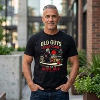 Old Guys Surf Club T-Shirt; Too Old to Wipe Out Retro Tee; Funny Surfer Art Vintage Ocean Beach Graphic Top 4XL black